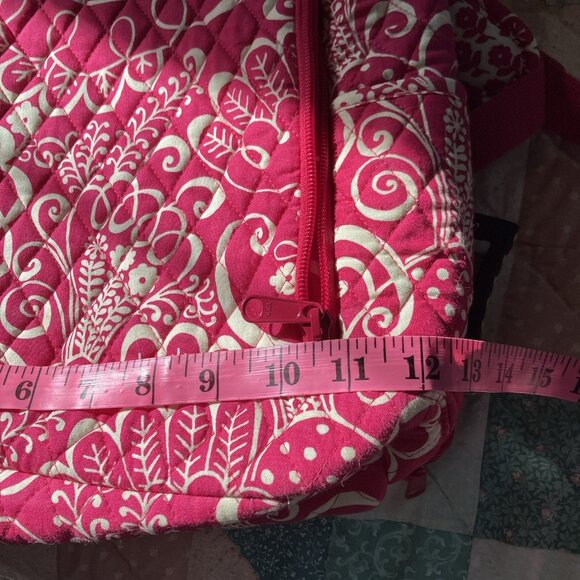 Vera Bradley Pink Quilted Backpack Twirly Birds Organizer Laptop Bag - Picture 13 of 14